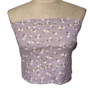 NEW Ribbed floral crop tube top tank top